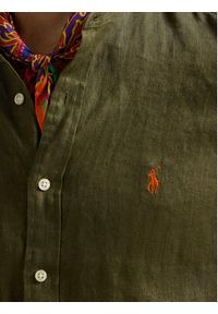 Polo Ralph Lauren Koszula 710968925003 Khaki Slim Fit. Typ kołnierza: polo. Kolor: brązowy. Materiał: len #4
