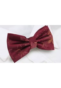 Mucha Męska w Zestawie z Poszetką - Alties - Bordo w Kwiaty. Kolor: czerwony. Wzór: kwiaty. Styl: elegancki, sportowy #5