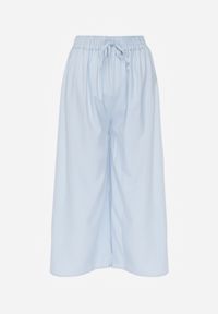 Renee - Jasnoniebieskie Spodnie High Waist z Szerokimi Nogawkami z Wiskozą Wykończone Gumką w Talii Crisantas. Okazja: na co dzień, na spotkanie biznesowe, na spacer. Stan: podwyższony. Kolor: niebieski. Materiał: wiskoza. Styl: casual, biznesowy, elegancki #7
