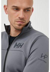 Helly Hansen bluza sportowa męska kolor szary z nadrukiem. Kolor: szary. Materiał: polar, materiał. Wzór: nadruk. Styl: sportowy #3