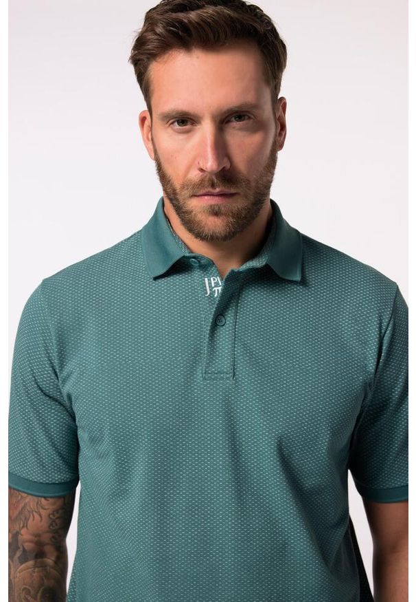 JAY-PI - Męska Koszulka polo golf rękaw 1/2 QuickDry drobny wzór do rozm. 7XL. Typ kołnierza: polo, golf. Kolekcja: plus size. Kolor: zielony. Materiał: materiał, poliester, bawełna. Styl: sportowy