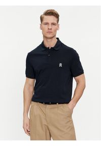 TOMMY HILFIGER - Tommy Hilfiger Polo Interlock MW0MW34783 Granatowy Regular Fit. Typ kołnierza: polo. Kolor: niebieski. Materiał: bawełna