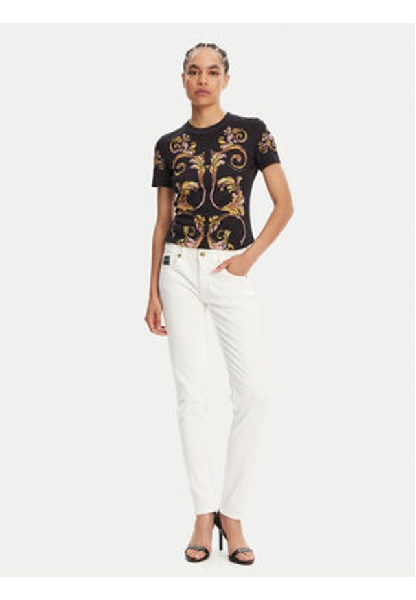 Versace Jeans Couture T-Shirt 78HAH6P8 Czarny Slim Fit. Kolor: czarny. Materiał: bawełna