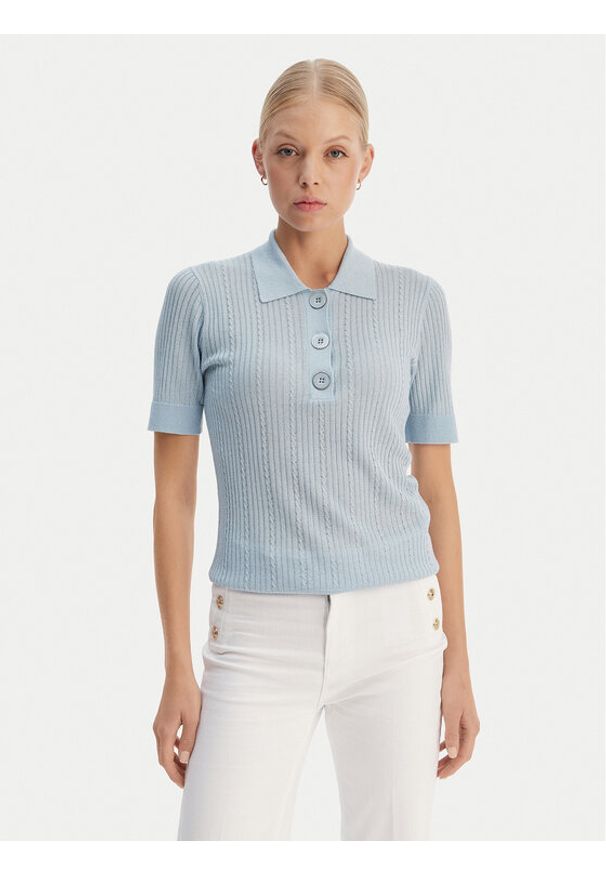 Liu Jo Polo WA6285 MS46J Błękitny Slim Fit. Typ kołnierza: polo. Kolor: niebieski. Materiał: wiskoza