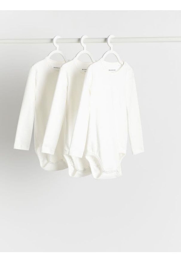 Reserved - Bawełniane body 3 pack - biały. Kolor: biały. Materiał: bawełna