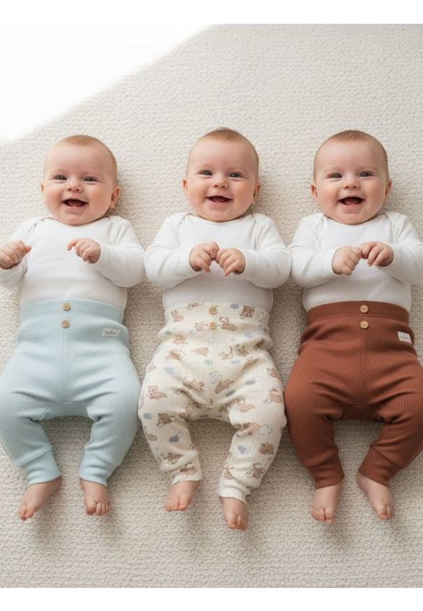 Sinsay - Prążkowane spodnie z ozdobnymi guzikami 3 pack - kremowy. Kolor: kremowy. Materiał: prążkowany