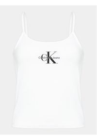 Calvin Klein Jeans Top Monologo J20J223105 Biały Slim Fit. Kolor: biały. Materiał: bawełna #5