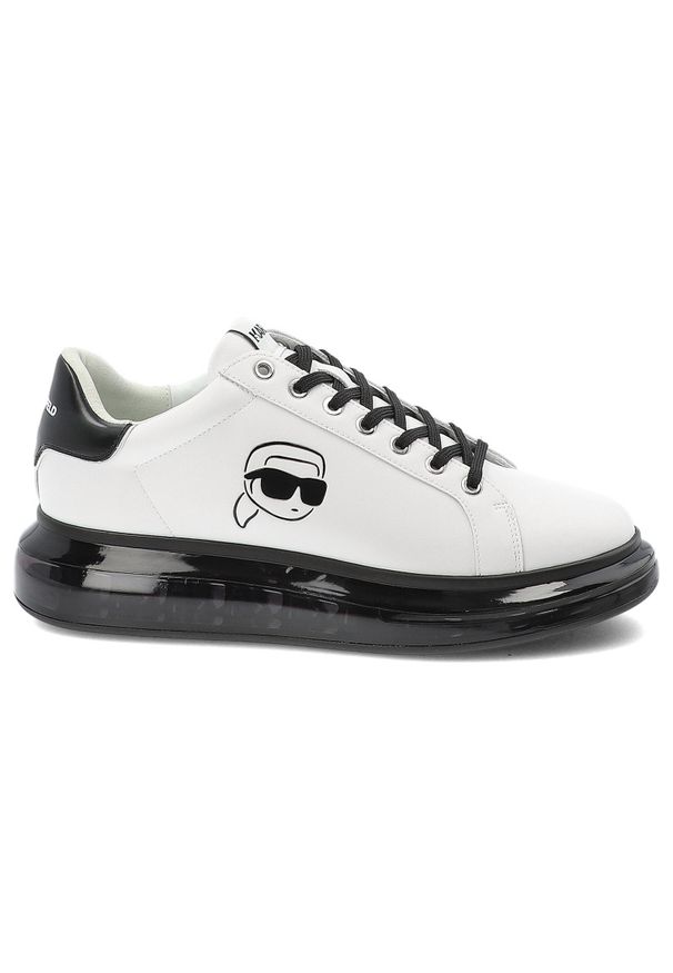 Białe Sneakersy Karl Lagerfeld Modne Obuwie Męskie. Kolor: biały. Materiał: skóra. Styl: klasyczny