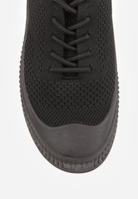 Born2be - Czarne Siateczkowe Trampki na Tłoczonej Podeszwie Eezore. Kolor: czarny. Materiał: jeans. Obcas: na obcasie. Styl: sportowy. Wysokość obcasa: niski #3