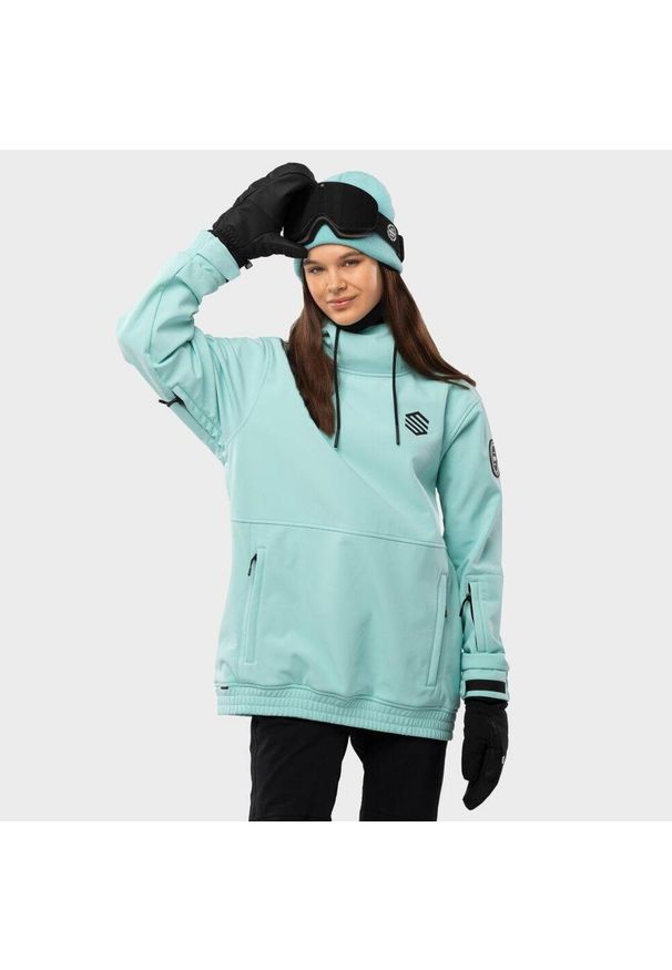 SIROKO - Kurtka snowboardowa damska W1-W Iceberg. Kolor: niebieski. Materiał: materiał, softshell. Sport: snowboard