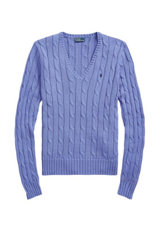 Polo Ralph Lauren Sweter 211971870005 Błękitny Slim Fit. Typ kołnierza: polo. Kolor: niebieski. Materiał: bawełna