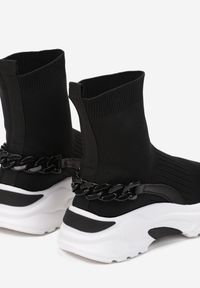 Born2be - Czarne Sneakersy Aerona. Nosek buta: okrągły. Zapięcie: bez zapięcia. Kolor: czarny. Materiał: materiał. Szerokość cholewki: normalna. Obcas: na płaskiej podeszwie #3
