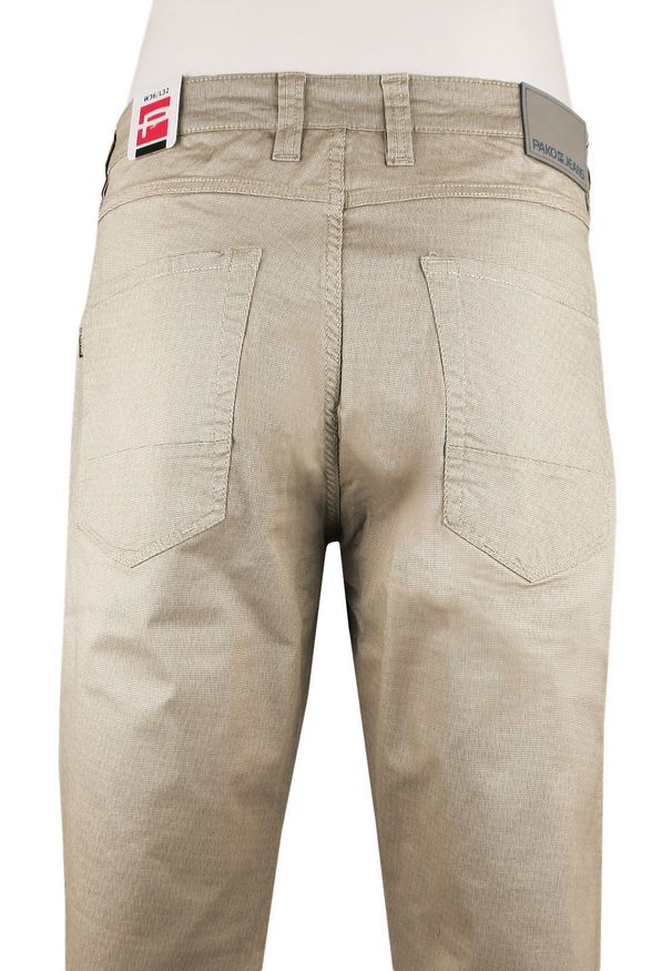 Lekkie, Bawełniane Spodnie - Wiosna, Lato - Pako Jeans - Beżowe. Kolor: brązowy, beżowy, wielokolorowy. Materiał: elastan, bawełna. Sezon: wiosna, lato