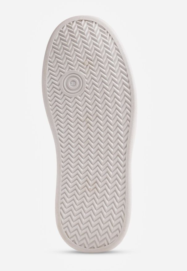 Born2be - Biało-Srebrne Sneakersy VICES na Grubej Podeszwie z Przeszyciami i Tłoczeniem Berolle. Okazja: na co dzień. Kolor: biały. Materiał: jeans, dresówka