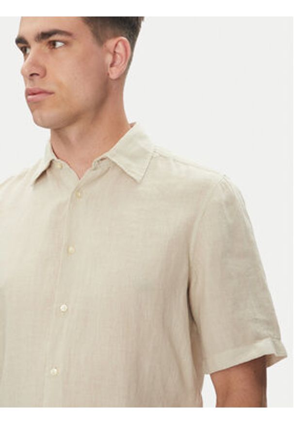 BOSS Koszula 50537382 Beżowy Regular Fit. Kolor: beżowy. Materiał: len
