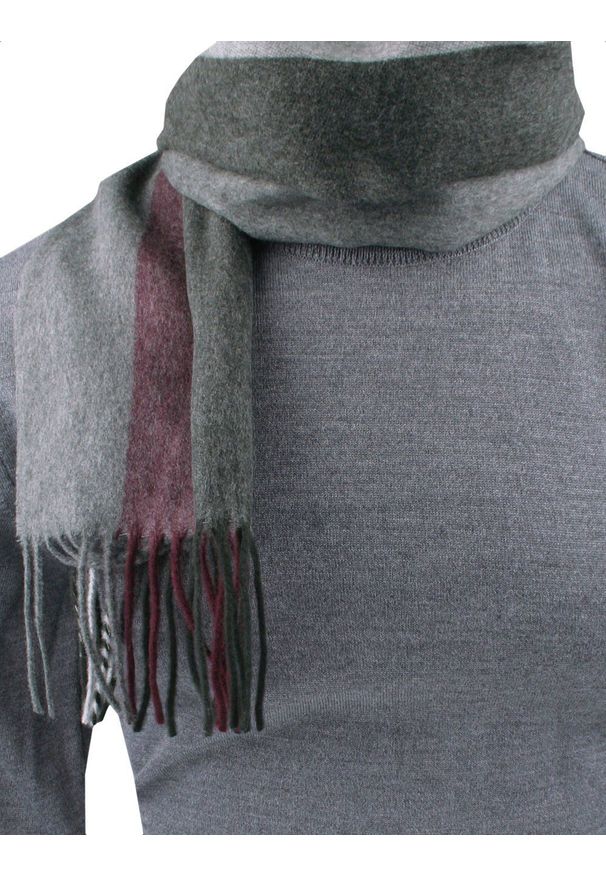 Szalik Męski V. Fraas - Cashmink - Odcienie Popielu i Bordo. Materiał: materiał, poliakryl, tkanina, wełna, syntetyk. Wzór: prążki, paski. Sezon: lato