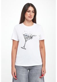 Liu Jo - T-shirt damski z nadrukiem i cyrkoniami LIU JO. Wzór: nadruk #3