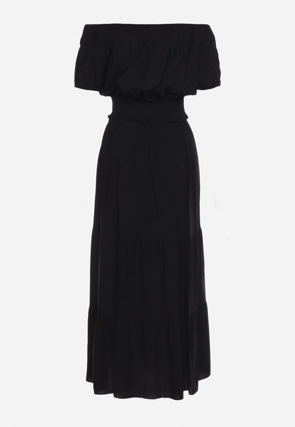 Born2be - Czarny Komplet na Lato z Wiskozy Bluzka Hiszpanka i Rozkloszowana Spódnica Svaine. Kolor: czarny. Materiał: wiskoza