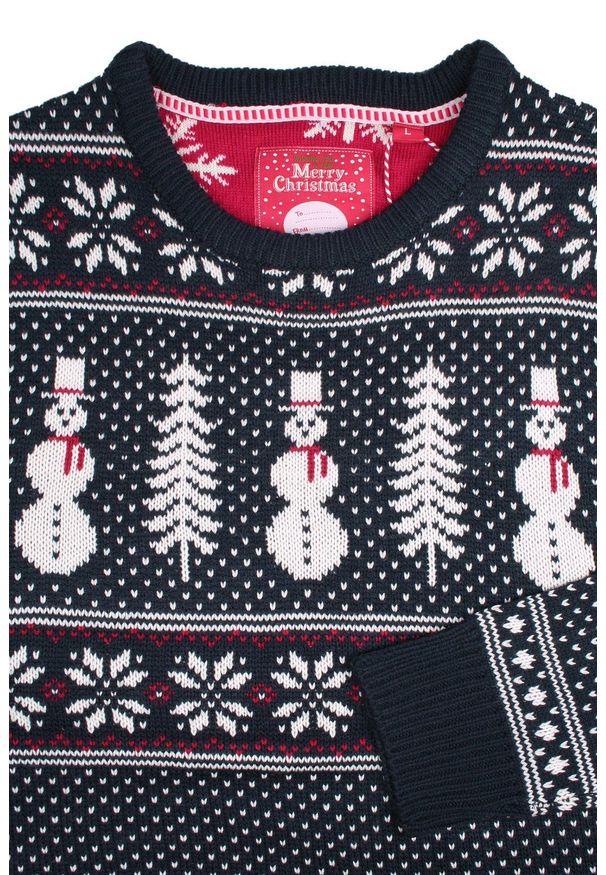Brave Soul - Sweter Świąteczny w Norweski Wzór - Granatowy. Kolor: niebieski. Materiał: akryl. Styl: wizytowy