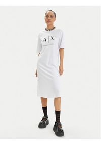 Armani Exchange Sukienka codzienna 3DYA79 YJ3RZ 1000 Biały Relaxed Fit. Okazja: na co dzień. Kolor: biały. Materiał: bawełna. Typ sukienki: proste. Styl: casual #1