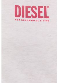 Diesel T-shirt bawełniany kolor kremowy. Okazja: na co dzień. Kolor: beżowy. Materiał: bawełna. Wzór: nadruk. Styl: casual