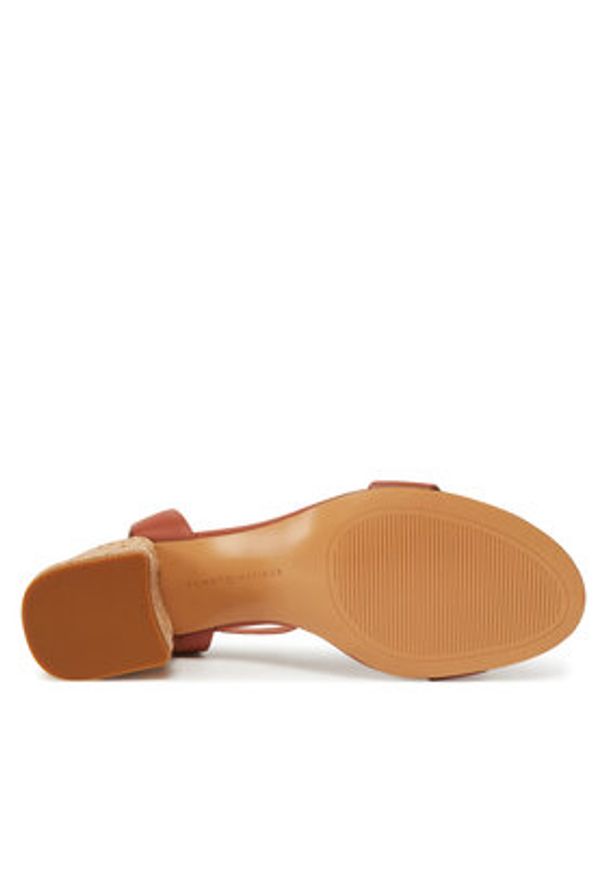 TOMMY HILFIGER - Tommy Hilfiger Espadryle Leather Ankle Strap Espad Sandal FW0FW08533 Brązowy. Kolor: brązowy. Materiał: skóra