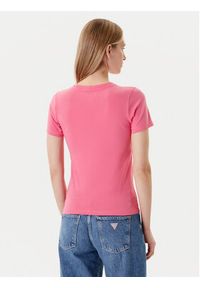 Guess Jeans T-Shirt W4YI04 J1314 Różowy Slim Fit. Kolor: różowy. Materiał: bawełna