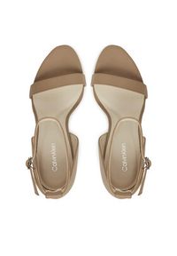 Calvin Klein Sandały Heel Sandal 90 - Lth HW0HW02337 Beżowy. Kolor: beżowy. Materiał: skóra #3