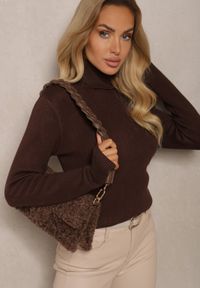 Renee - Brązowy Klasyczny Golf z Domieszką Wełny Zoziona. Okazja: na co dzień, do pracy, na spotkanie biznesowe. Typ kołnierza: golf. Kolor: brązowy. Materiał: wełna. Długość rękawa: długi rękaw. Długość: długie. Styl: klasyczny #2