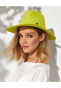 MAISON MICHEL PARIS - Zielony kapelusz Charles. Kolor: zielony. Wzór: aplikacja