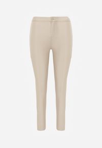Born2be - Jasnobeżowe Spodnie Skinny z Imitacji Skóry Stana. Stan: podwyższony. Kolor: beżowy. Materiał: skóra #8