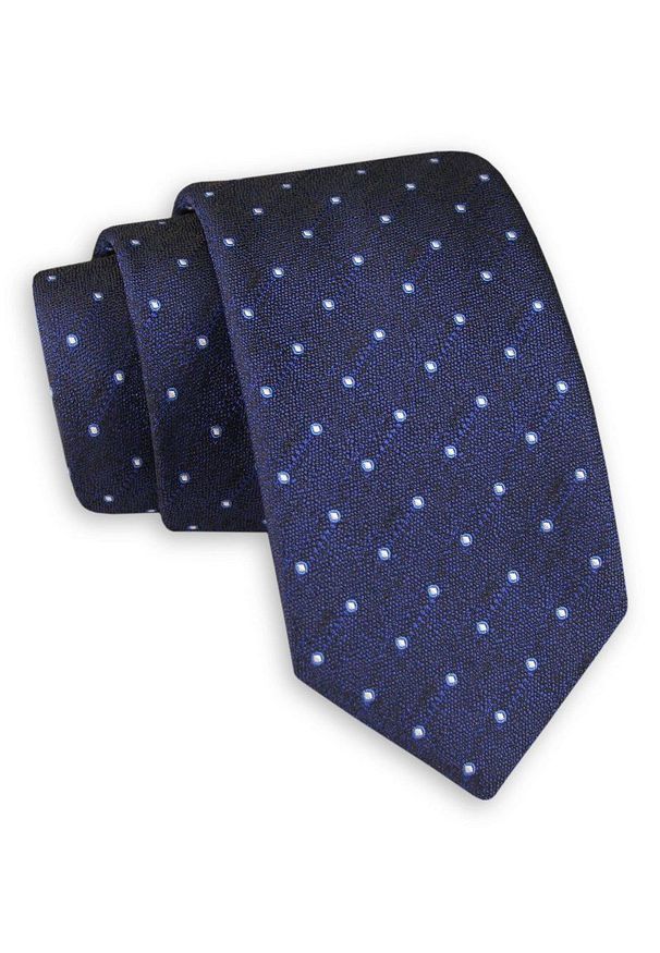 Granatowy Melanżowy Elegancki Krawat -Angelo di Monti- 6 cm, Męski, w Groszki, Kropki. Kolor: niebieski. Wzór: grochy. Styl: elegancki