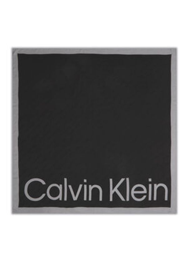 Calvin Klein Chusta Aop Logo Jaquard Scarf 130X130 K60K611125 Czarny. Kolor: czarny. Materiał: wiskoza