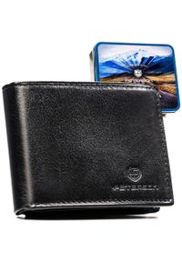 Czarny portfel męski ze skóry naturalnej wyposażony w system RFID - Peterson. Kolor: czarny. Materiał: skóra #1