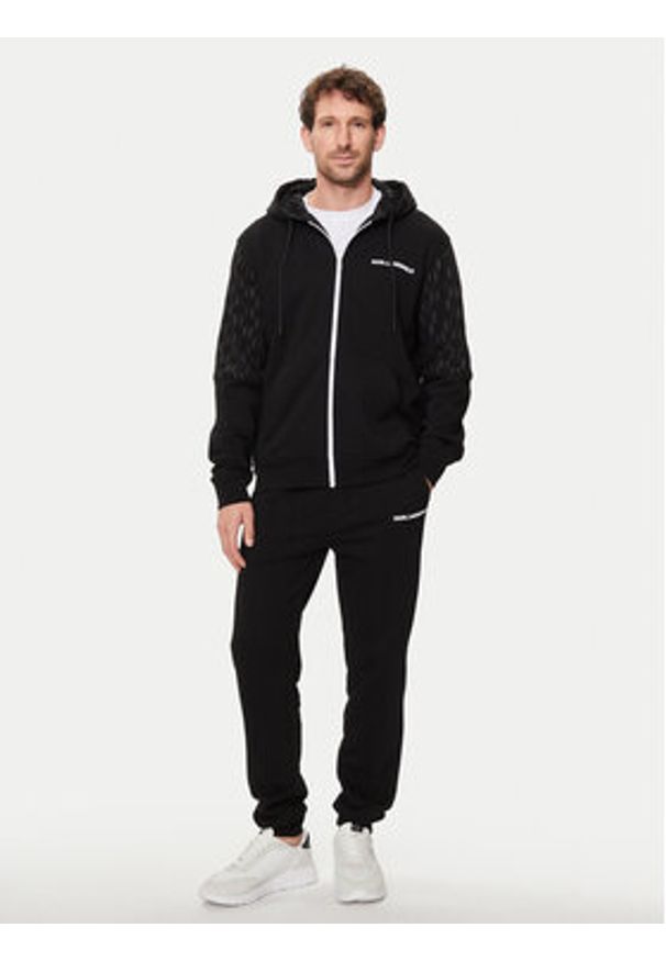Karl Lagerfeld - KARL LAGERFELD Bluza 705017 542900 Czarny Regular Fit. Typ kołnierza: dekolt w karo. Kolor: czarny. Materiał: bawełna