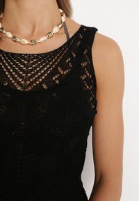 Born2be - Czarna Sukienka Bodycon z Ażurowej Dzianiny z Halką w Komplecie Willowas. Okazja: na co dzień. Kolor: czarny. Materiał: dzianina. Wzór: ażurowy. Typ sukienki: bodycon. Styl: elegancki, casual #4