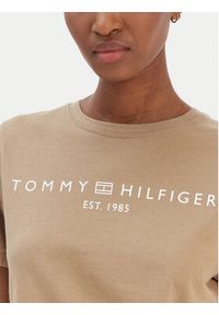 TOMMY HILFIGER - Tommy Hilfiger T-Shirt Logo WW0WW40276 Beżowy Regular Fit. Kolor: beżowy. Materiał: bawełna #3