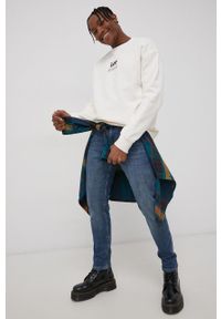 Lee Bluza bawełniana męska kolor kremowy z nadrukiem. Kolor: beżowy. Materiał: bawełna. Wzór: nadruk