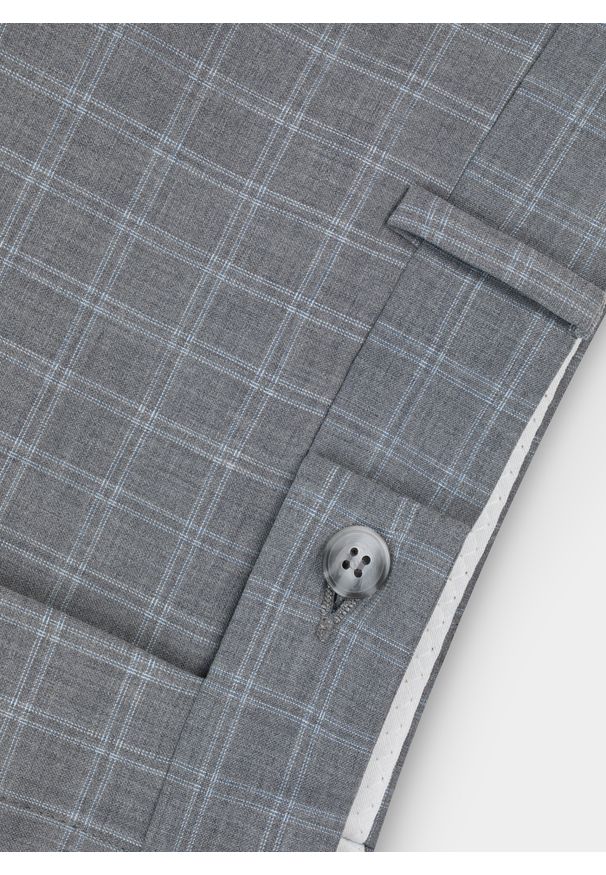 Pako Lorente - PAKO LORENTE – Szare spodnie garniturowe P22SF-6G-008-S-S. Kolor: szary. Materiał: poliester, wełna, elastan. Wzór: kratka