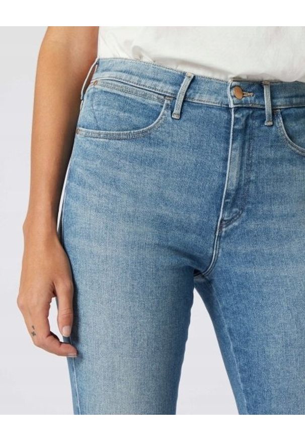 Wrangler - WRANGLER HIGH RISE SKINNY DAMSKIE SPODNIE JEANSOWE SEA SPRAY W27HJAXFQ 112128086