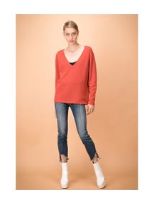 Pinko - PINKO - Sweter Alaluna Maglia. Kolor: czerwony. Materiał: materiał. Długość rękawa: długi rękaw. Długość: długie. Styl: elegancki