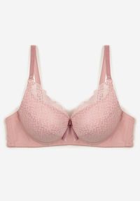 Renee - Różowy Biustonosz Push Up z Koronką i Regulowanymi Ramiączkami Tiavara. Kolor: różowy. Materiał: koronka. Rodzaj stanika: push-up. Wzór: koronka #3