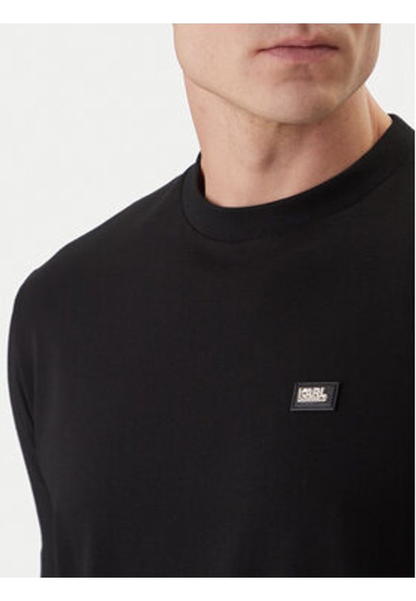 Karl Lagerfeld - KARL LAGERFELD T-Shirt 755052 562235 Czarny Regular Fit. Typ kołnierza: dekolt w karo. Kolor: czarny. Materiał: bawełna