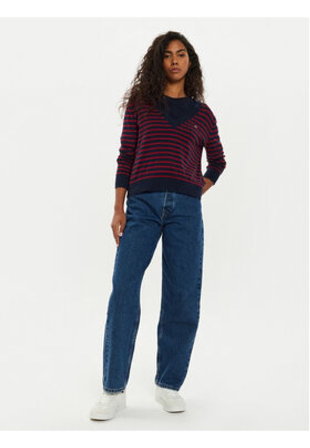 Tommy Jeans Sweter Essential DW0DW18670 Kolorowy Regular Fit. Materiał: bawełna. Wzór: kolorowy