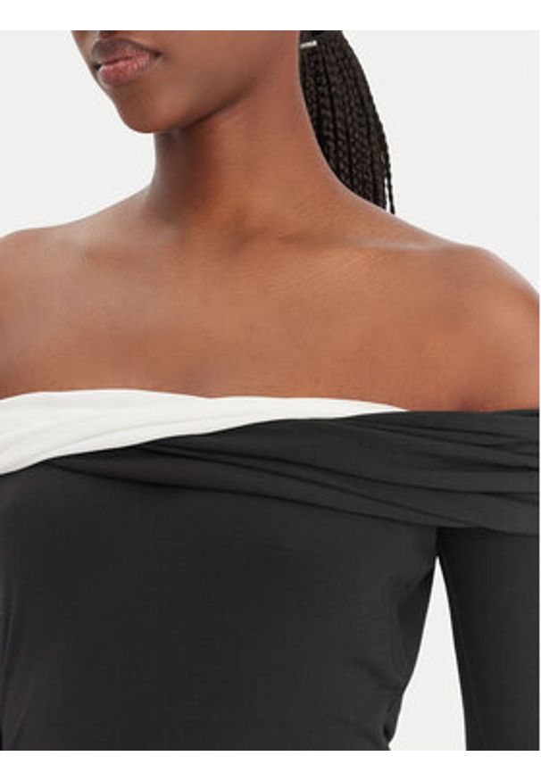 Karl Lagerfeld - KARL LAGERFELD Bluzka B1W17009 Czarny Slim Fit. Typ kołnierza: dekolt w karo. Kolor: czarny