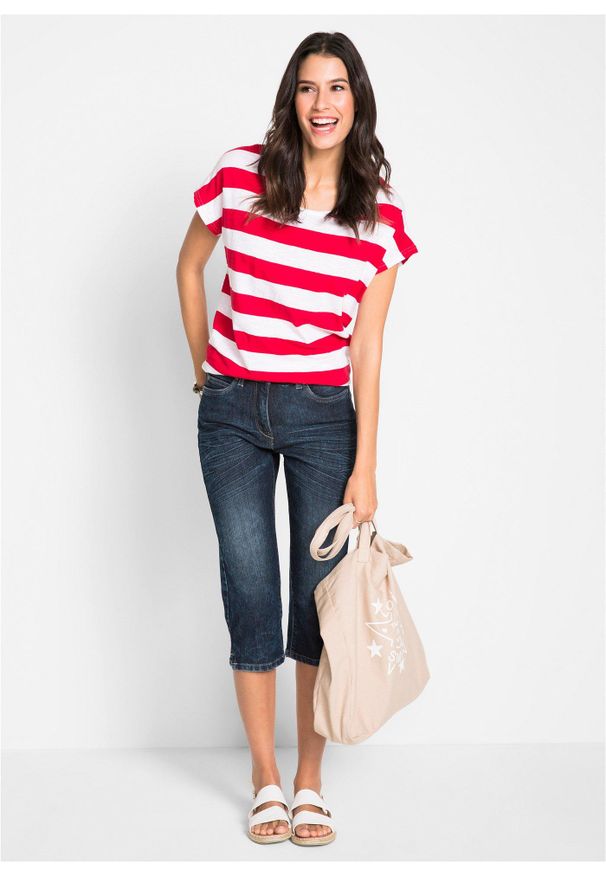 bonprix - Dżinsy Straight, mid waist, ze stretchem. Kolor: niebieski