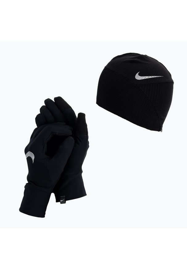 Zestaw czapka + rękawiczki damskie Nike Essential Running. Kolor: czarny. Styl: sportowy