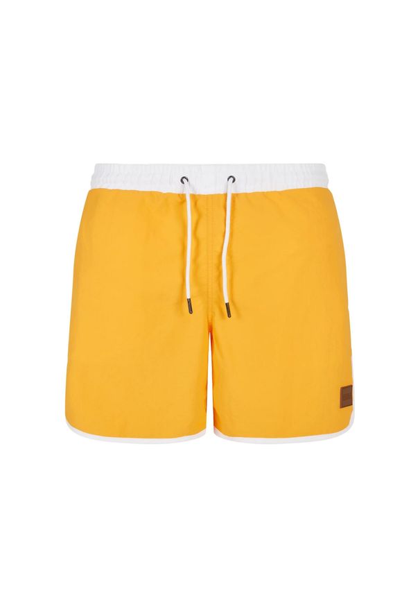 Urban Classics - Męskie Spodenki Kąpielowe W Stylu Retro. Kolor: żółty, wielokolorowy, biały. Styl: retro