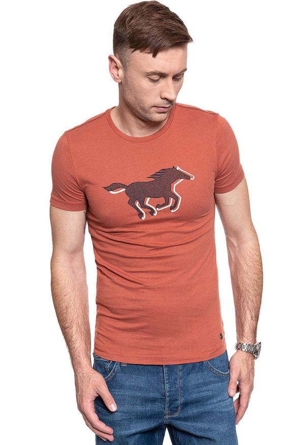 Mustang - T-SHIRT MĘSKI MUSTANG Aaron C Print 1009522 7103. Wzór: nadruk