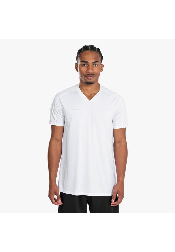 KIPSTA - Koszulka do piłki nożnej Kipsta Essential. Kolor: biały. Materiał: poliester, materiał. Sport: piłka nożna